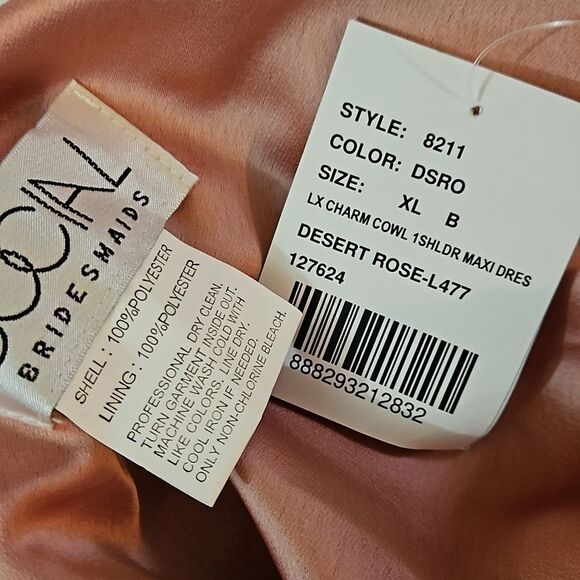 NWT Social Bridesmaids Desert Rose Charmeuse Cowl maxi gown sz XL - Picture 10 of 12